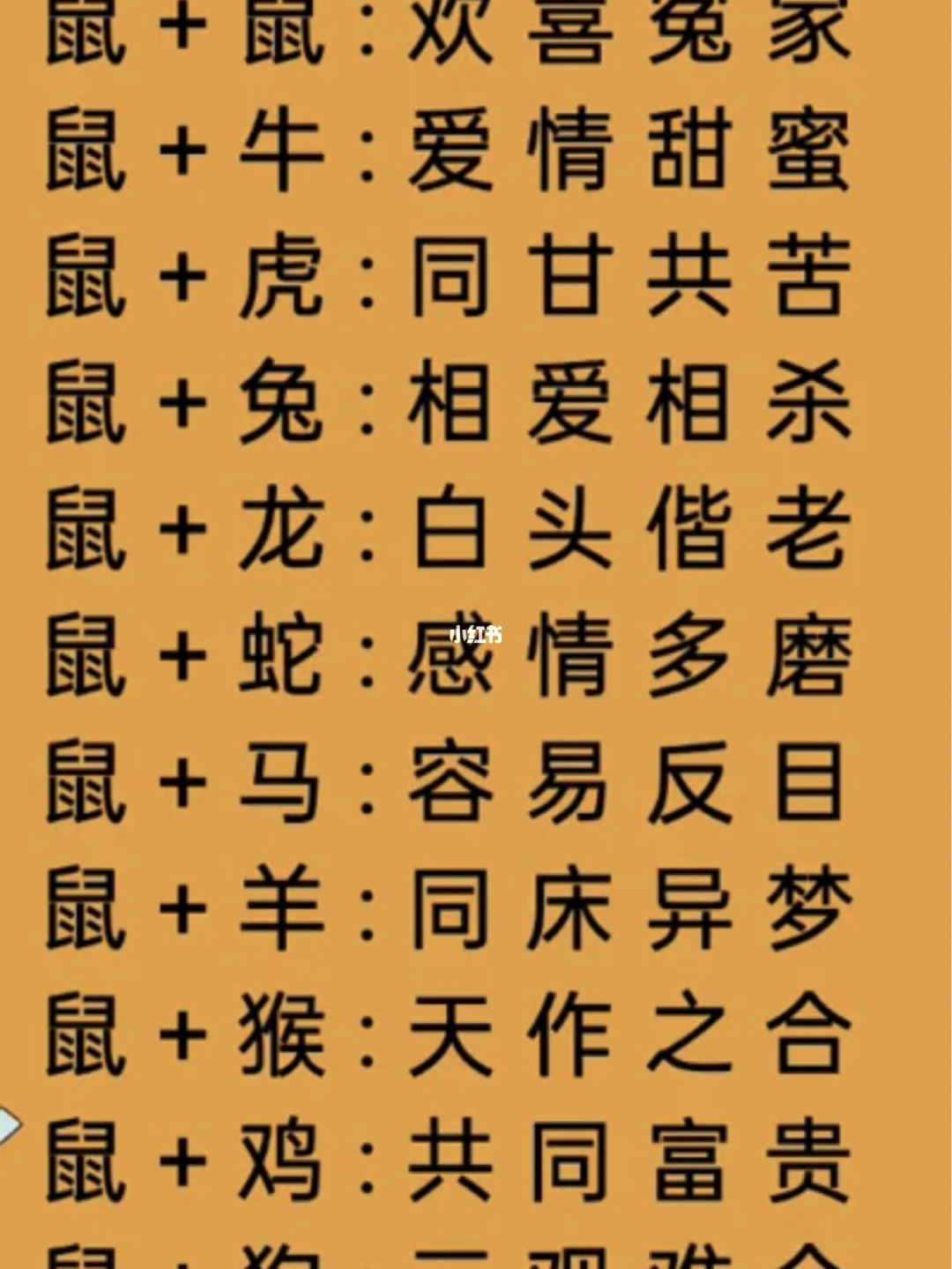 最准的12生肖配对表，很准!