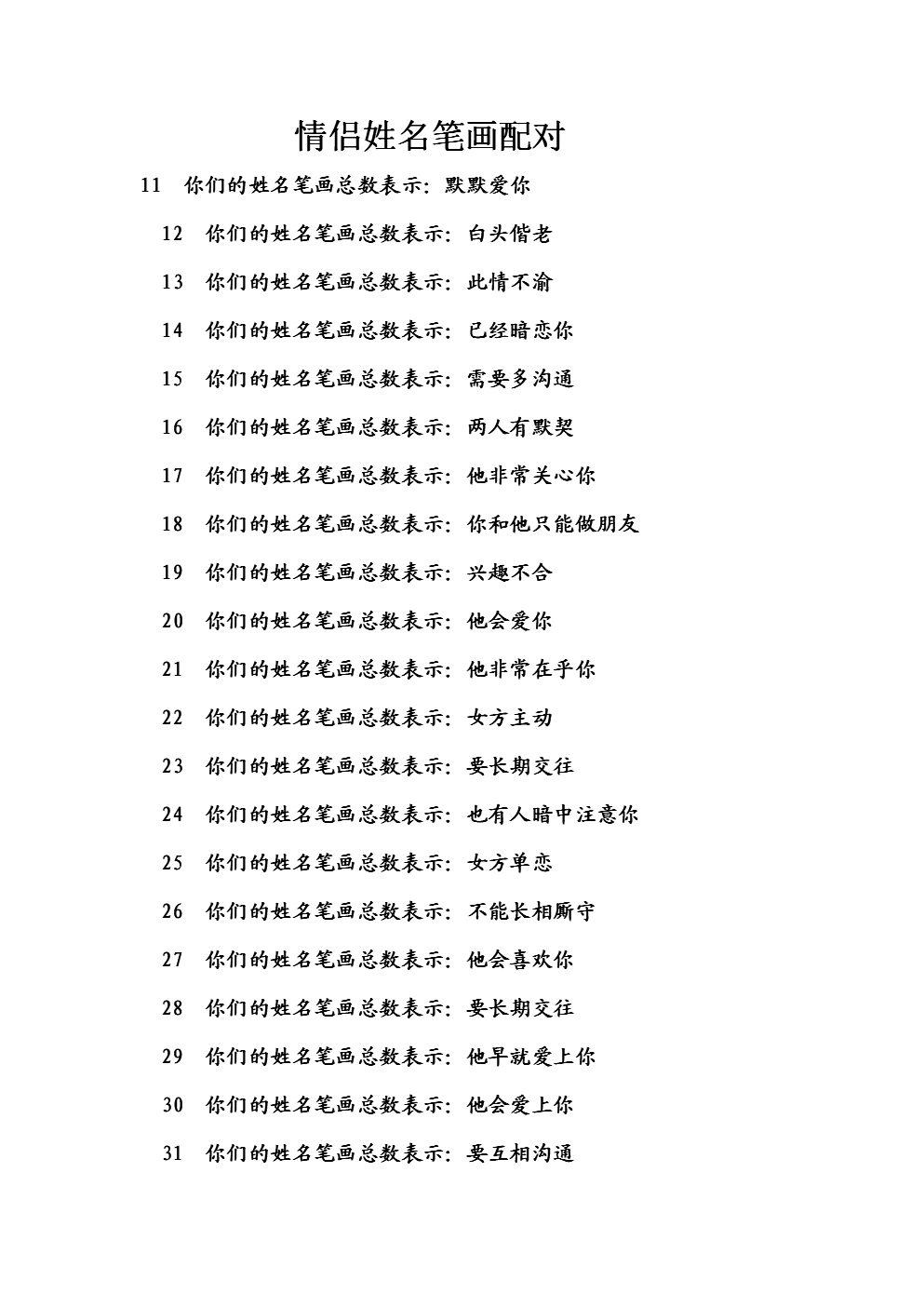 名字命运配对测试 情侣名字配对，什么是命运测试